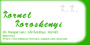 kornel koroskenyi business card