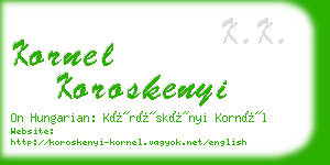 kornel koroskenyi business card